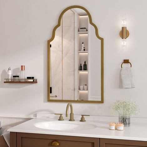 Rechteckiger Wandspiegel 61 x 101 cm – Metallrahmen, ideal für Bad, Wohnzimmer oder Schlafzimmer – Bronze