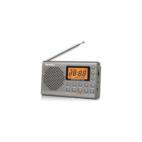 (Gris)Radio portable AM/FM/ondes courtes, radios de poche à piles, grand écran numérique, radio-réveil avec alarme et fonction veille, écouteurs inclus (1/5)