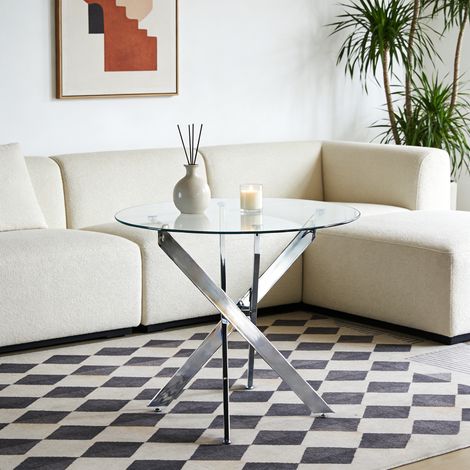 Tavolo pranzo in vetro e metallo argento OKMYHOME (1/4)