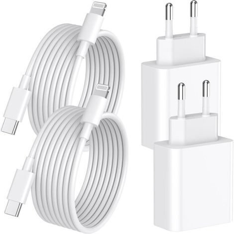 Caricabatterie rapido per iPhone 14 13 Pro Max, confezione da 4 [certificato MFi] Caricabatterie da parete USB-C PD da 20 W con cavo di ricarica rapida da USB-C a Lightning da 2 metri Compatibile con  (1/4)