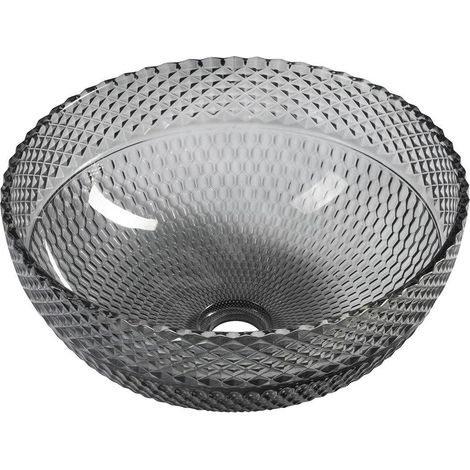 Sapho Beauty - Vasque à poser, diamètre 40 cm, sans trop-plein, noir/verre TY310 (1/4)