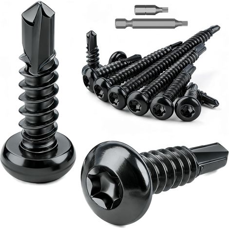 100 Pcs Torx Vis Autoforeuse Inox M4,8x16 mm Visse Autoforeuse Noir (1/5)