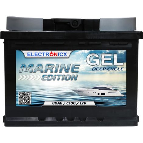 GEL Batterie 80AH Electronicx Marine Edition Boot Schiff Versorgungsbatterie 12V Akku Deep Bootsbatterie Autobatterie Solarbatterie Solar Batterien… (1/5)