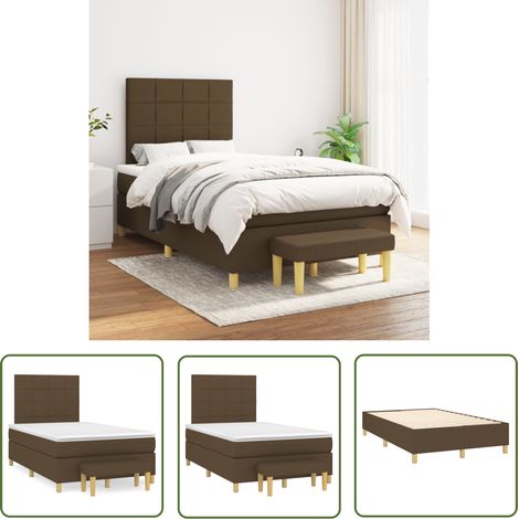 The Living Store Boxspringbett mit Matratze Dunkelbraun 120x200 cm Stoff - Boxspringbett - Doppelbett - Bettenrahmen - Matratze - Betttisch (1/5)