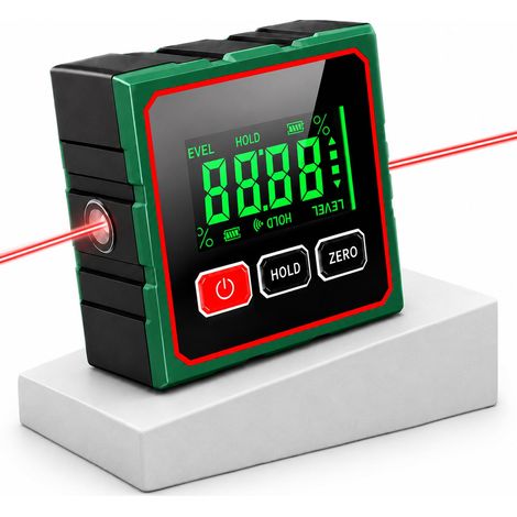 4 90° Inclinomètre Numérique Rechargeable, Niveau Digital Magnétique 4 Faces Précision ±0,2° avec Double Laser, Écran LCD Niveau Numérique pour Menuiserie Bâtiment Automobile (1/5)