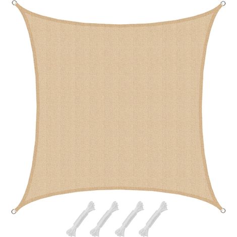 Toldo UV 4x4m HDPE Vela de Protección Solar Cuadrada Techo Balcón Jardín Beige (1/5)