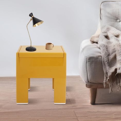 Tabouret bas en plastique avec espace de rangement – Tabouret de rangement pour couloir, salon, salle de bain, moderne, 40 x 37 x 31 cm, jusqu'à 100 kg (1/5)