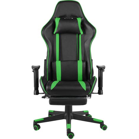 Maison Exclusive - Sedia da Gaming Girevole con Poggiapiedi Verde in PVC (1/5)