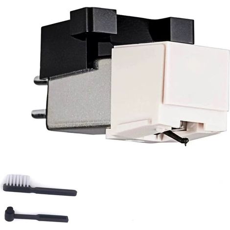 Replacement for moving magnet cartridge and stylus for AT3600L turntable + 1 black and 1 white cleaning brush