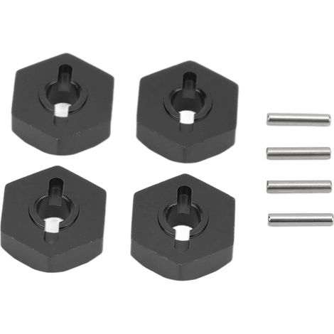 4 Pièces Adaptateur Hexagonal Roue RC Aluminium, Coupleur Hex RC pour Traxxas E-Revo 1/16 Voiture RC Noir (1/5)