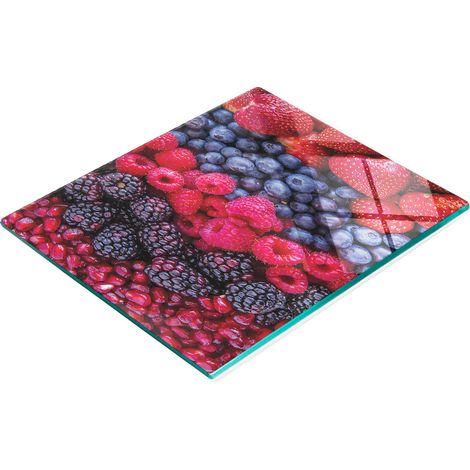 Planche à découper décorative en verre pour la cuisine, motif fraise et myrtille, 60 x 52 cm (1/5)