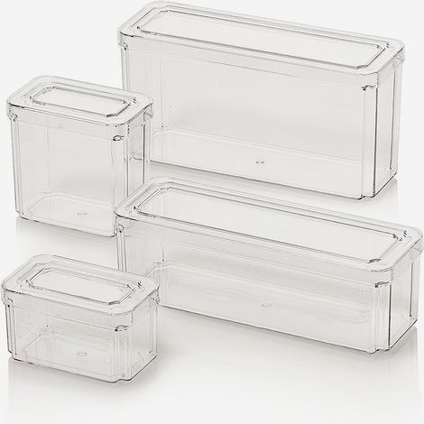 Set 4 contenitori organizer con coperchio in PET Bon (1/5)