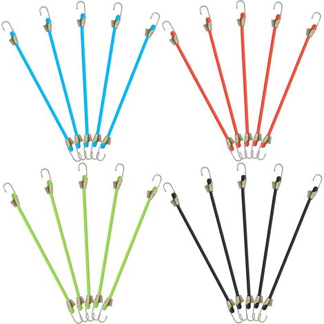 Ensemble de 20 sangles élastiques d'arrimage - Cordons en latex avec crochets - Sangles d'arrimage multifonctionnelles pour le camping et la tente - Sangle de fixation robuste pour l'organisation et l (1/5)