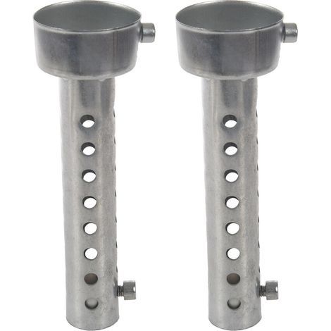 Convient pour deux silencieux d'échappement de moto argentés avec chicanes, dimensions 45 mm x 140 mm