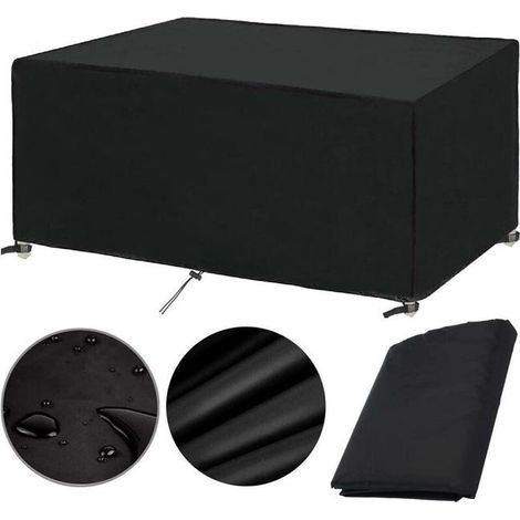 Housse de protection meubles jardin Oxford 210D, étanche, anti-vent, anti-UV et antigel, 200x100x75 cm, bâche extérieure robuste (1/4)