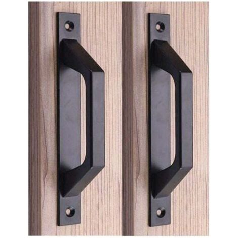 Coffret de forets  (D black) pour perceuse Poignée en bois 19.6cm de traction de porte de porte de grange de poignée de porte de porte coulissante en acier au carbone (1/5)