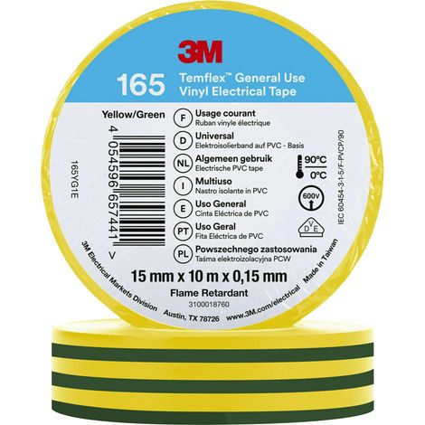 3M Temflex™ 165 165YG1E Isolierband Temflex™ 165 Gelb (L x B) 10 m x 15 mm 1 St.