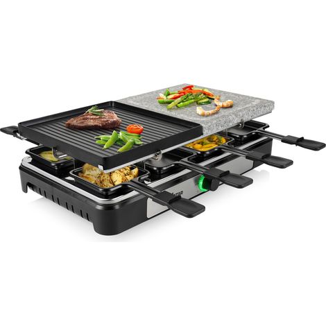 RACLETTE mit wendbarer Grill- & Steinplatte Tischgrill für 8 Personen, 1400 Watt (1/5)