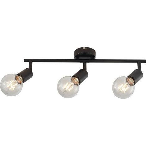 Plafonnier LED décoratif 3xE27 23W IP20 – Métal noir (1/4)