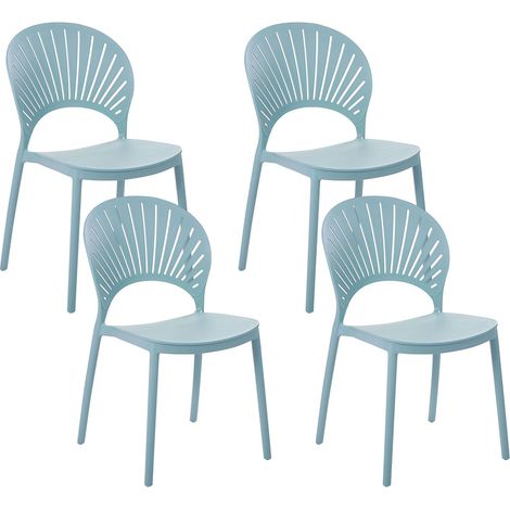 Lot de 4 Chaises à Manger en Plastique Empilables Polyvalentes Bleu Clair Ostia (1/5)