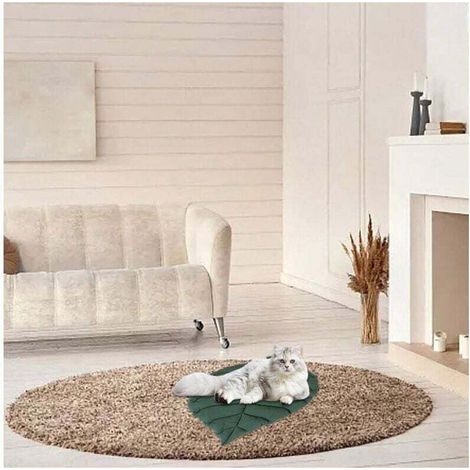 Matelas pour chat double face disponible, lit pour chat en forme de feuille, tapis pour chat et chien, couverture de lit chaude et confortable, lit pour chat de dessin animé (vert 1 pièce)