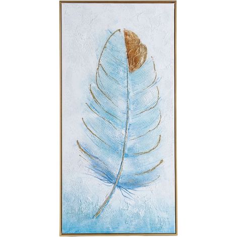 Tableau plume sur toile avec cadre doré 50x70