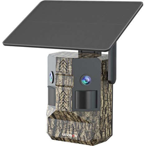 Caméra de chasse solaire 4G LS VISION, piège photographique camouflage extérieur, double objectif et double écran, grand angle 180°, positionnement GPS, audio bidirectionnel，panneau solaire 4 W, appli (1/5)