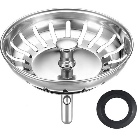 Bouchon evier Cuisine 80mm - Filtre evier Cuisine - Bonde evier Cuisine INOX,2 Joints de Rechange Originaux pour évier de Cuisine (1/5)