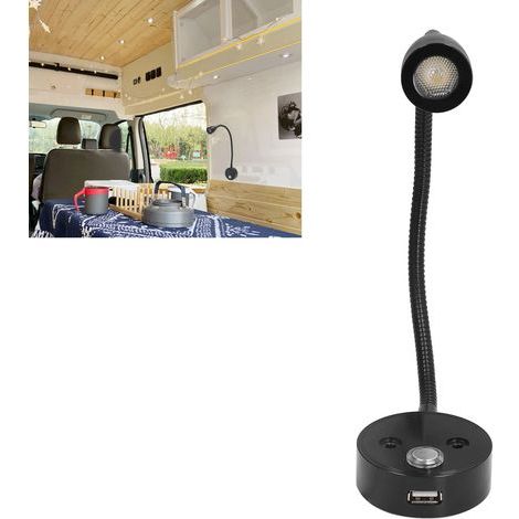 Lampada da lettura per interni, ideale per camper, auto e barche - Nera, regolabile e dimmerabile 10-30 V (1/5)