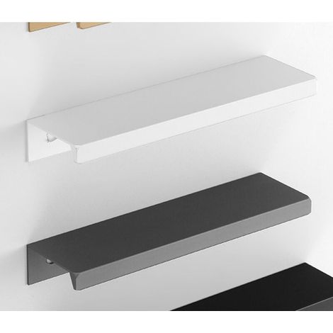 (Bianco) Confezione da 10 maniglie nere, maniglie per mobili nere - maniglie invisibili, maniglie per mobili da cucina nere, maniglie per mobili in lega di alluminio nero opaco, interasse fori 128 mm (1/3)