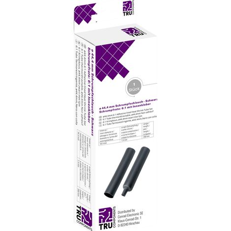 TRU COMPONENTS T1904CA049 Schrumpfschlauch mit Kleber Schwarz 44.40 mm 7.40 mm Schrumpfrate:6:1 1 St (1/2)
