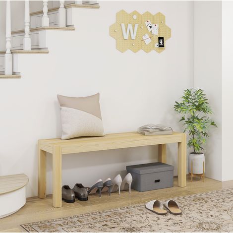 Banco de madera para 2 personas (120x33x45 cm), diseño moderno, con patas antideslizantes, madera, color madera natural (1/5)