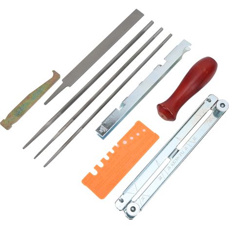 Kit de 10 limes bleues rondes et rectangulaires pour tronçonneuse, outil d'affûtage (1/5)
