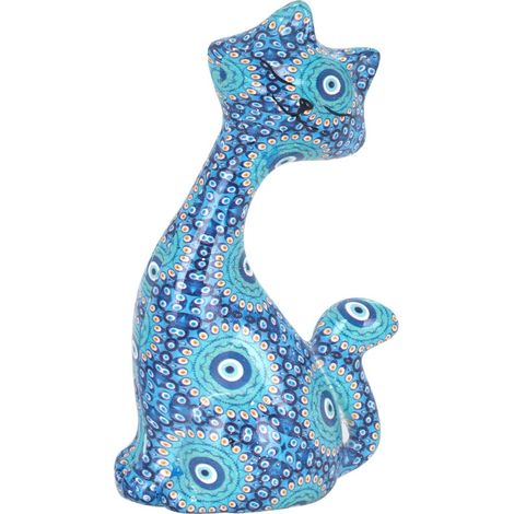 Figurine de chat bleu en résine, 11,5 cm x 4 cm x 6,5 cm, décoration de la maison (1/2)