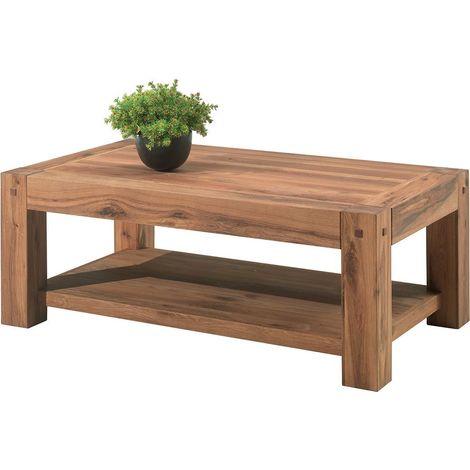 Table basse double plateau chêne rectangulaire 120cm Lodge Casita - 120x70x45 cm - Kayu Meuble (1/4)