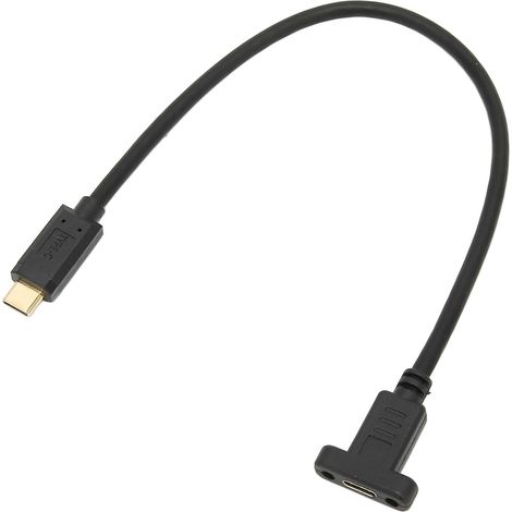 Câble de Montage Panneau USB-C Mâle/Femelle 0.3M 10Gbps Doré avec Trou de Vis