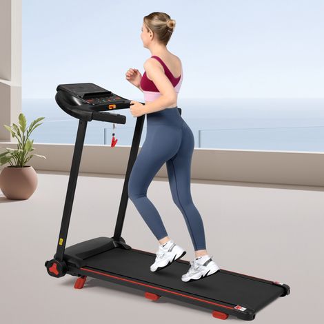 Tapis de course pliable, pente 8 %, 14 km/h, moteur 3,0 HP, noir (1/5)