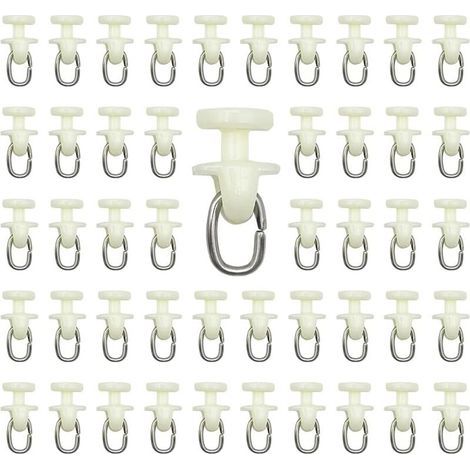 100 pièces Rouleaux de Rail de Rideau-(Blanc) Rail intérieur Crochet de Rideau Rail Glisseur Rail,Rideau Poulie à Rideaux en Plastique (1/4)
