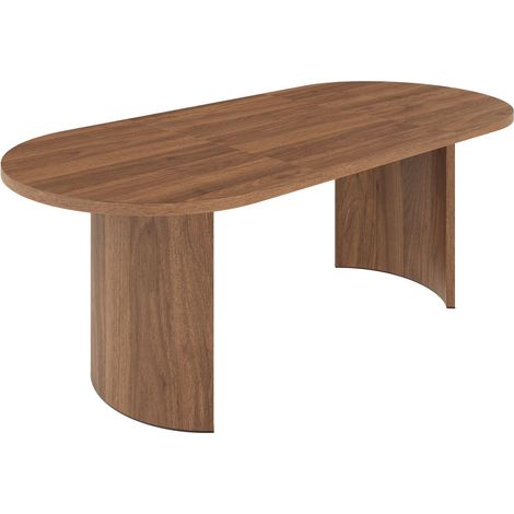 Table à Manger 200 x 90 cm 6 à 8 places plateau épaissi angles arrondis pieds incurvés finition noyer (1/2)
