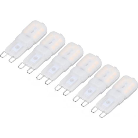 LYERCW - Lot de 6 ampoules LED G9 à intensité variable 3W, économie d'énergie, éclairage à 360° pour plafonniers et lampes de plafond, blanc chaud, 220-240V (1/5)