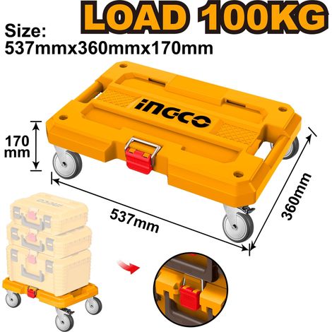 INGCO BASE C/RUEDAS CAJA HERRAMIENTAS PLASTICO APILABLE 537360170 mm.HHWB61001