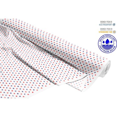OUTDOOR DEKOSTOFFE OXFORD - Motiv Marineblaue und rote Sterne I DR090