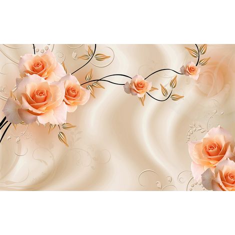 Papier peint panoramique - Roses 3D - 130 cm x 81 cm (1/2)