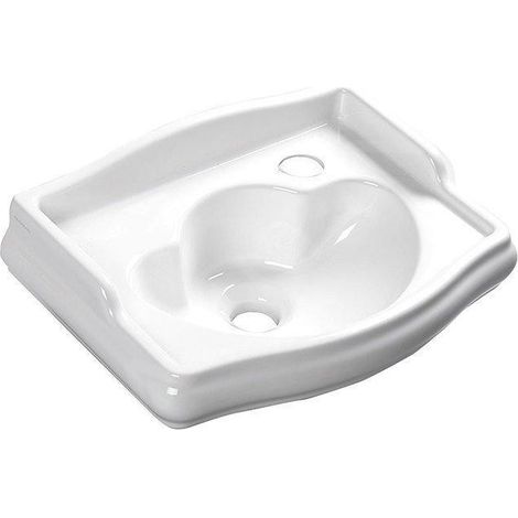 Sapho Kerasan Retro - Lave-mains céramique 41x30 cm, trou pour robinetterie à droite, sans trop-plein, blanc 103301DX (1/4)