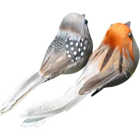 6 Stück Künstliche Federvögel Sparrows mit Clip Stil und (1/5)