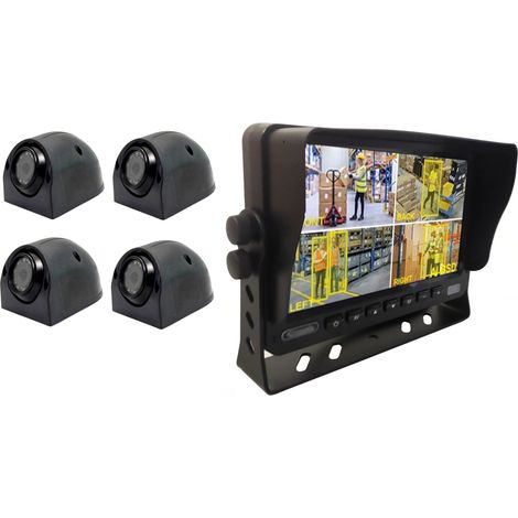 Set di monitor da 7" ALL BSD (rilevamento pedoni) + 4 telecamere con infrarossi