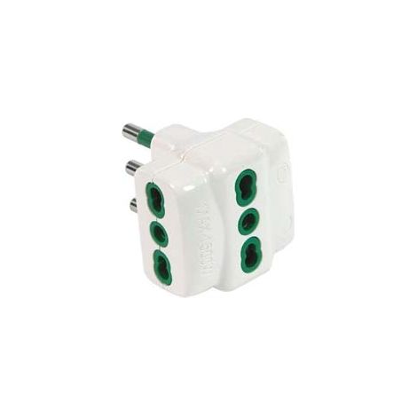 ADATTATORE TRIPLO BIPASSO 2 POLI + TERRA 16A BIANCO LINEA GARANTI- - bianco 82620-E - 10 pezzi FANTON