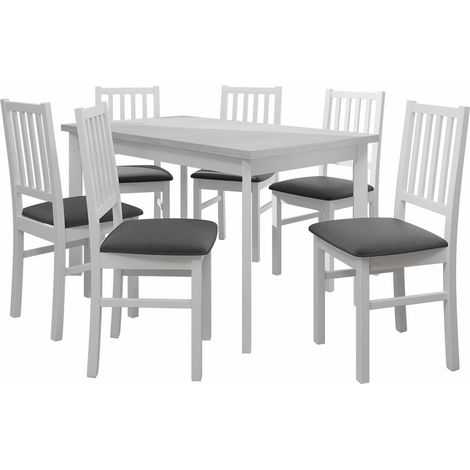Conjunto de mesas y sillas para comedor Victorville 264, Blanco, 78x80x140cm, Diámetro: 0, Número de asientos: 4, Estilo: Contemporary