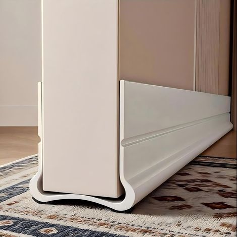 Burlete de puerta blanco de 93 cm, tira de sellado de silicona sin pegamento, aislamiento acústico, burlete para puerta (blanco) (1/5)