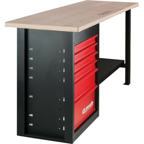 Mob Mondelin – Établi modulable 6 tiroirs – Charge 1000 kg – Plateau en bois multiplis 40 mm – Rangement sécurisé avec fermeture centralisée